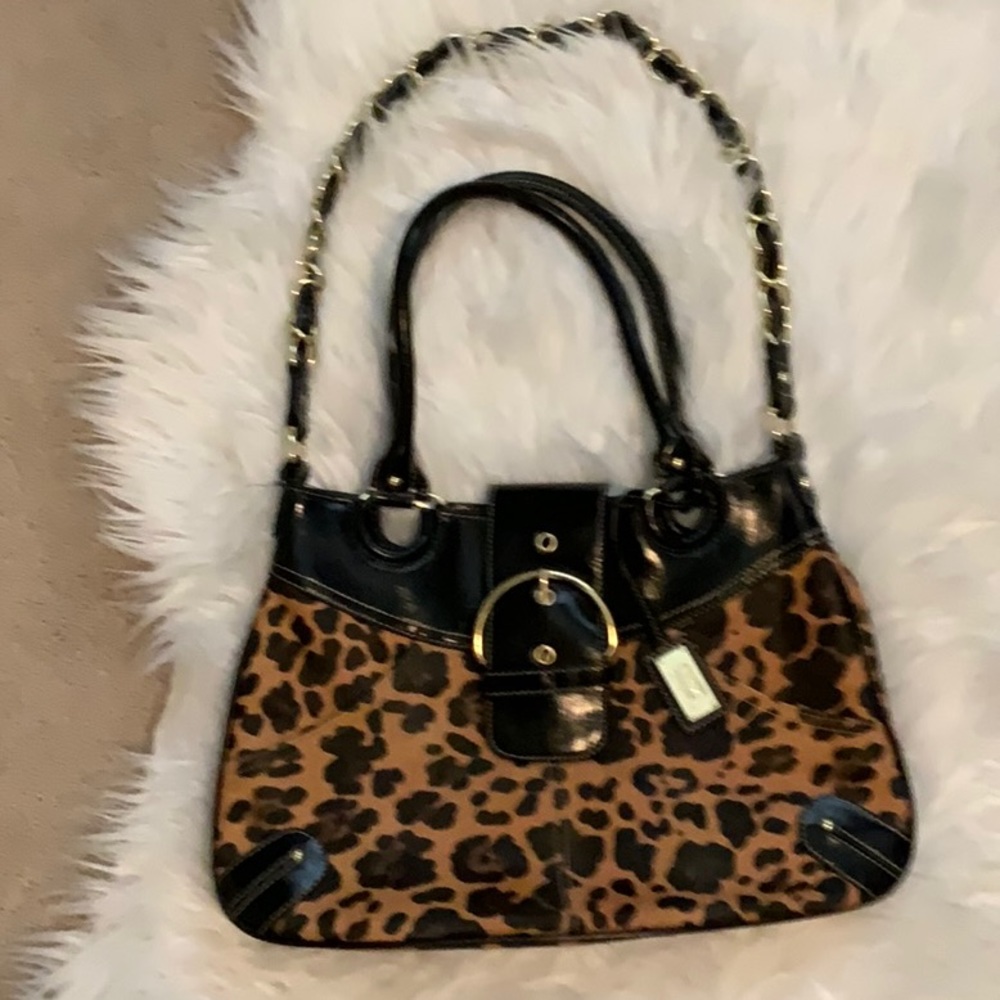Merona Collection animal print bag with gold chain strap or black straps,